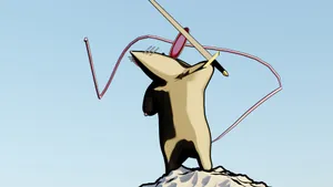 An Image of Jeremy wielding a sword, this image is aptly named 'King Jeremy'